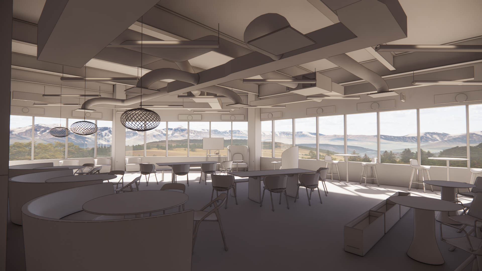 rendering of southwest lobby for Nooks facility in Colorado Springs