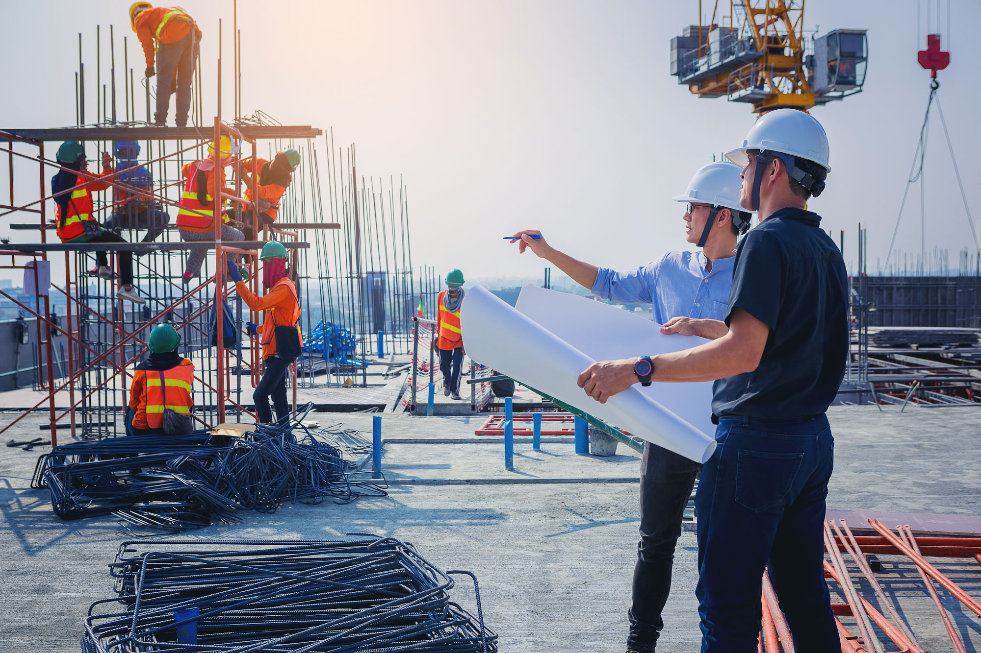Architect working with engineer