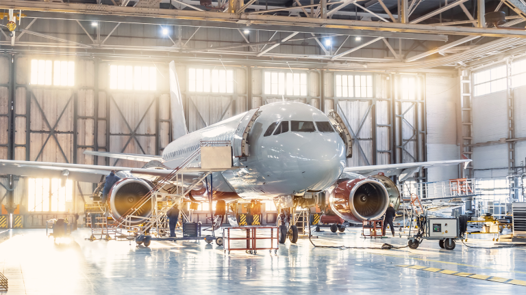 plane in hangar